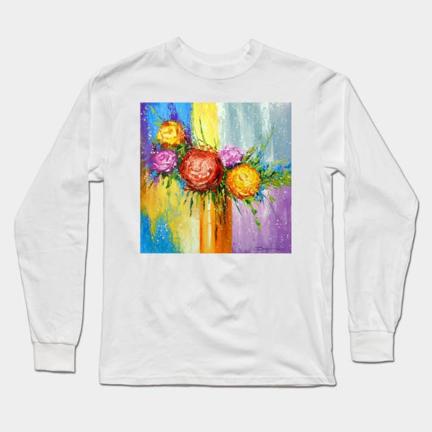 Bouquet of bright flowers Long Sleeve T-Shirt by OLHADARCHUKART